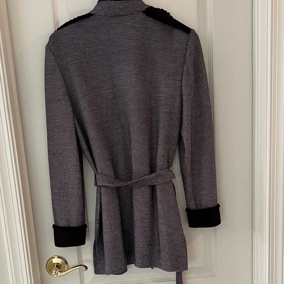 St. John Striped Knit Cardigan in Black and White - Picture 7 of 8